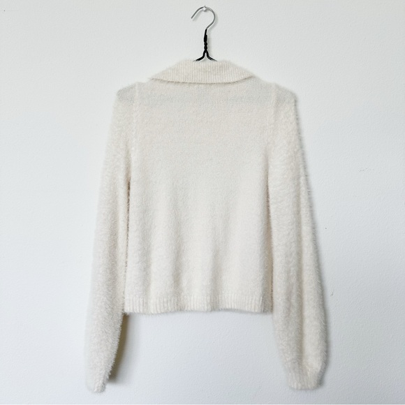 Ivory Eyelash Knit Button Up Cardigan - Picture 3 of 4